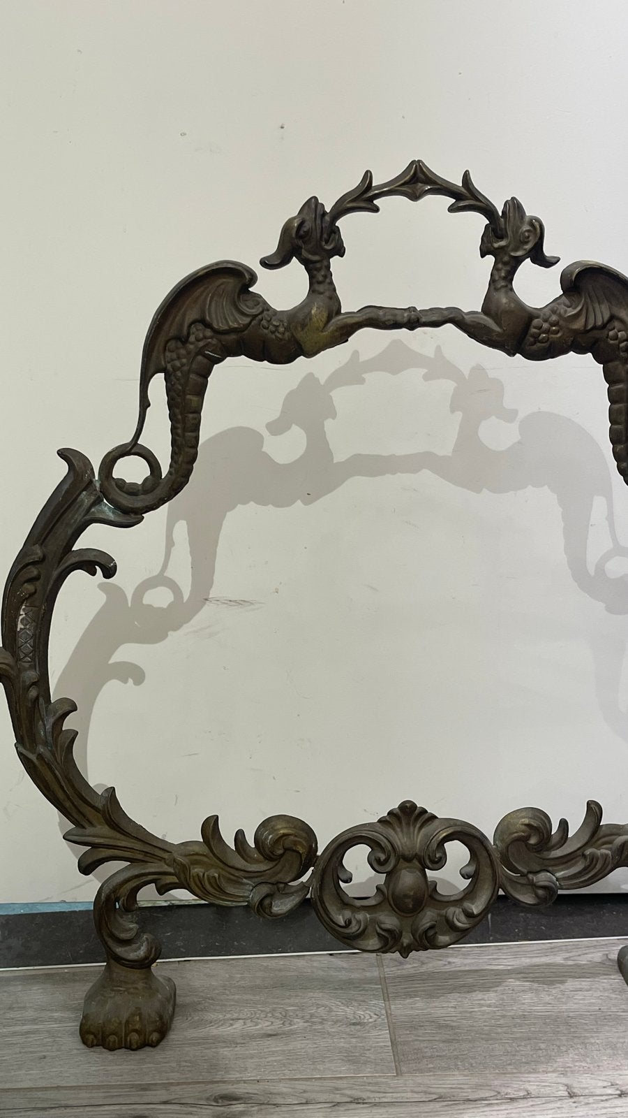 Gothic koperen frame haardscherm/vonkenvanger barok draken, Ophalen of Verzenden, Koper