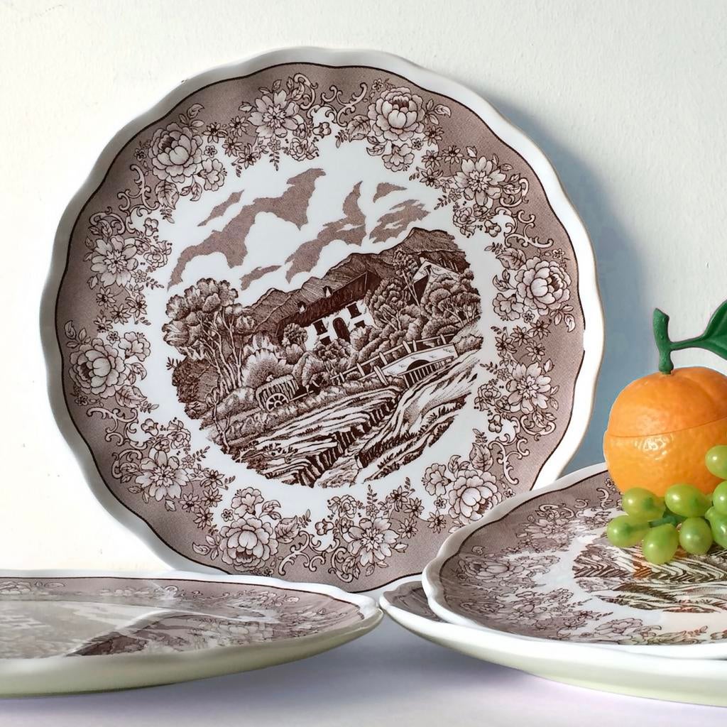 Set van 4 Diner Borden Terraglia Forte N. Fontebasso Italy, Ophalen of Verzenden, Zo goed als nieuw, Bord(en), Overige stijlen