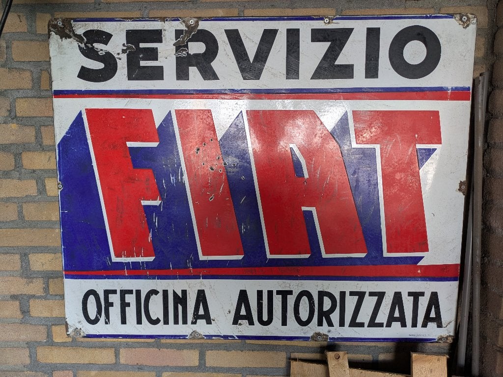 Fiat Servizio emaille bord, Ophalen, Gebruikt, Reclamebord
