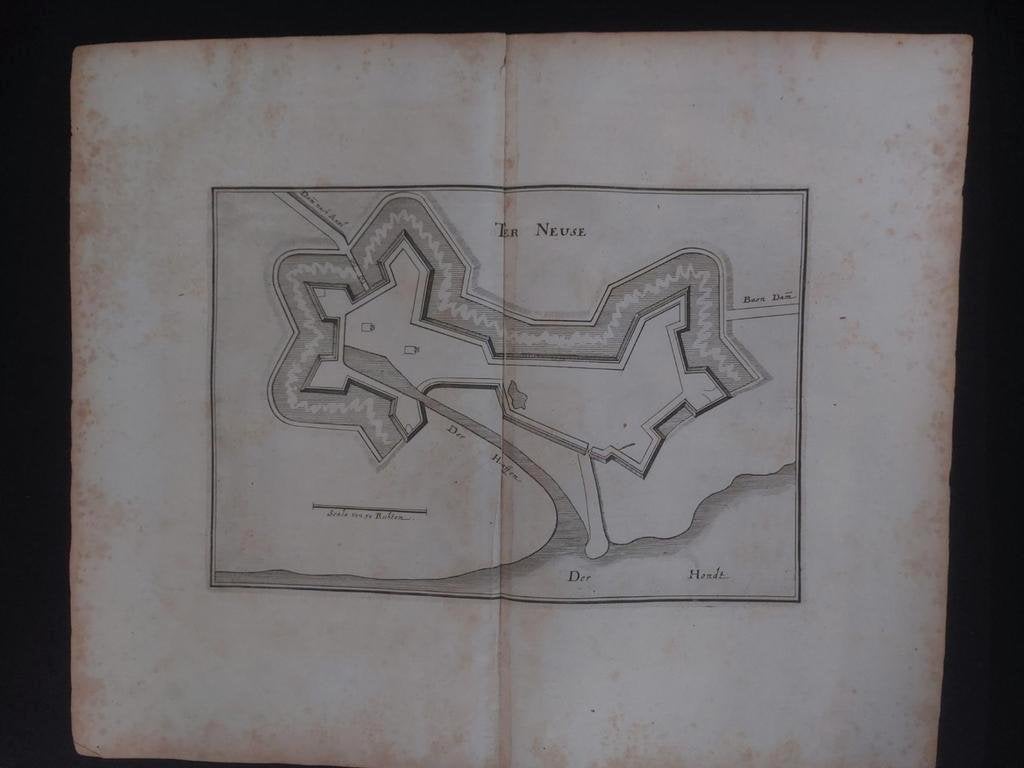 36 / Plattegrond Terneuzen Ter Neuse Gravure uit 1659, Ophalen of Verzenden