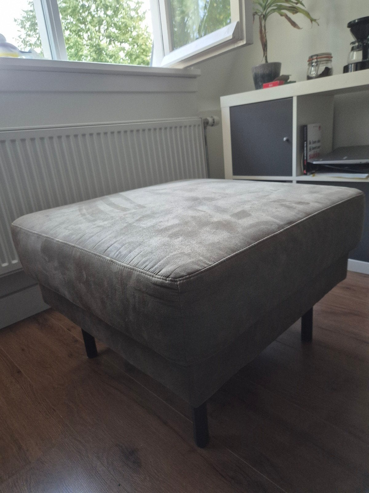 Groene poef / voetenbank / hocker, Ophalen, Gebruikt, 50 tot 75 cm, Vierkant