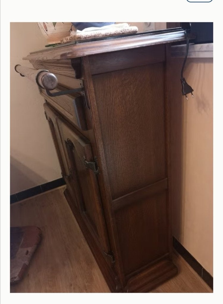 Donker eiken barmeubel en 2 barstoelen, Ophalen, Gebruikt
