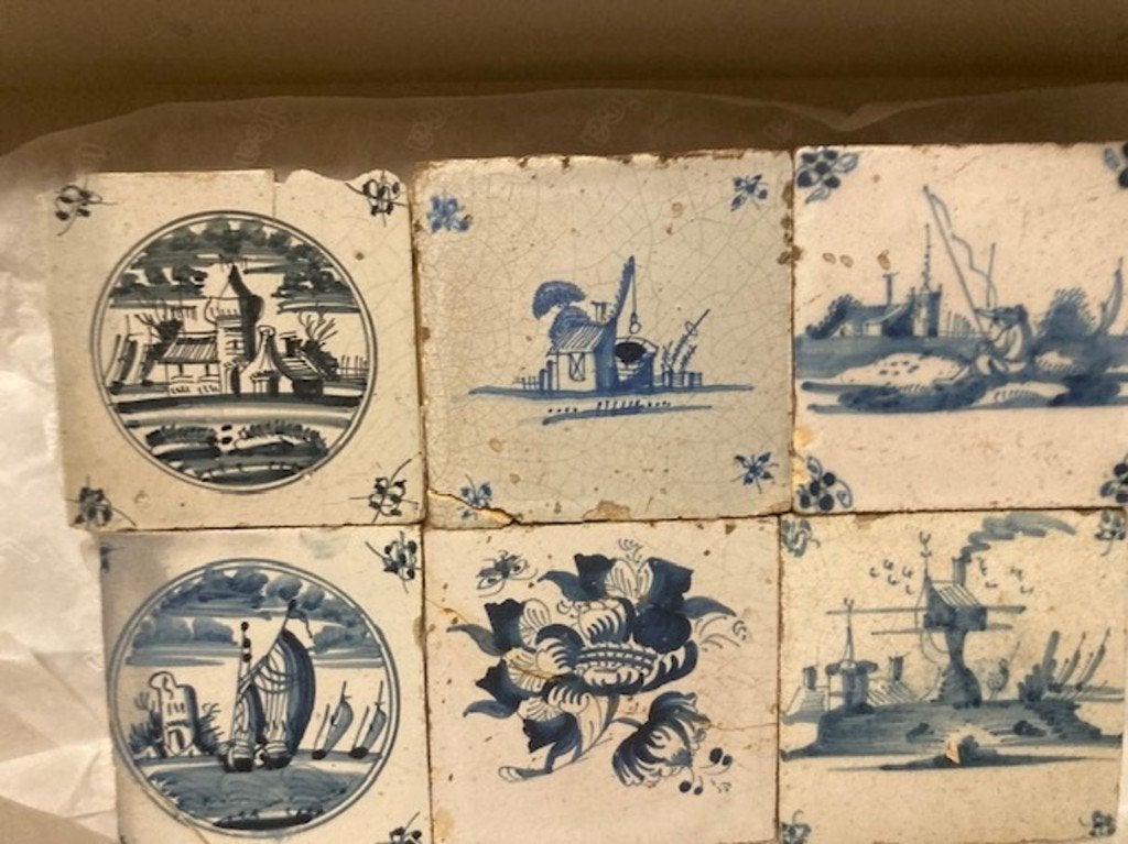 Antieke Delfts Blauwe Tegels - Diverse Scènes, Antiek en Kunst, Ophalen