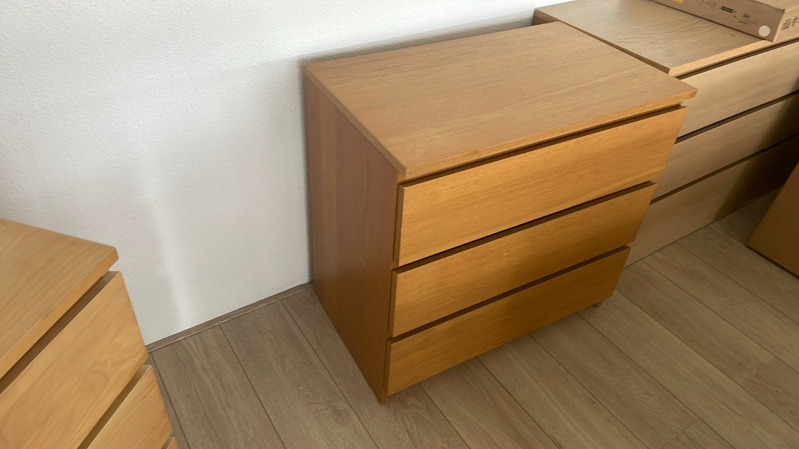 IKEA MALM Ladekast met 3 lades - Eikenfineer, Ophalen, Gebruikt, 3 of 4 laden, 25 tot 50 cm