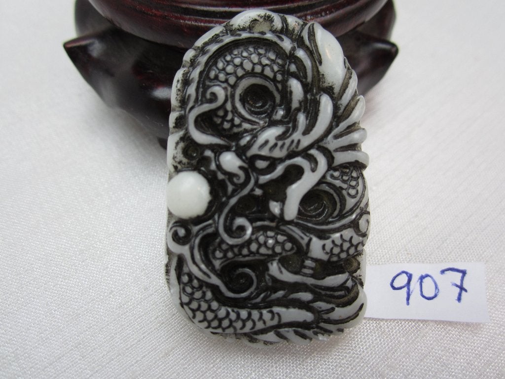 Prachtige amulet hanger van chinese jade draak 907 #, Ophalen of Verzenden, Zo goed als nieuw, Groen, Steen of Mineraal
