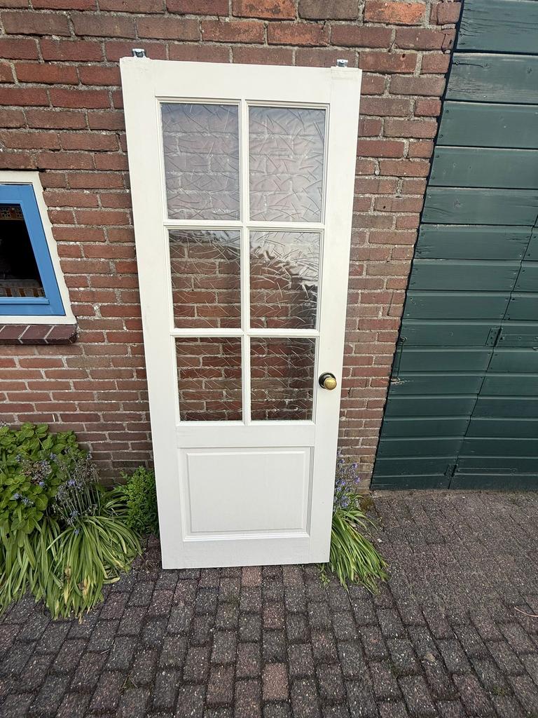 Paneeldeur met glas 210 hoog, Ophalen, Binnendeur, Zo goed als nieuw, Schuifdeur