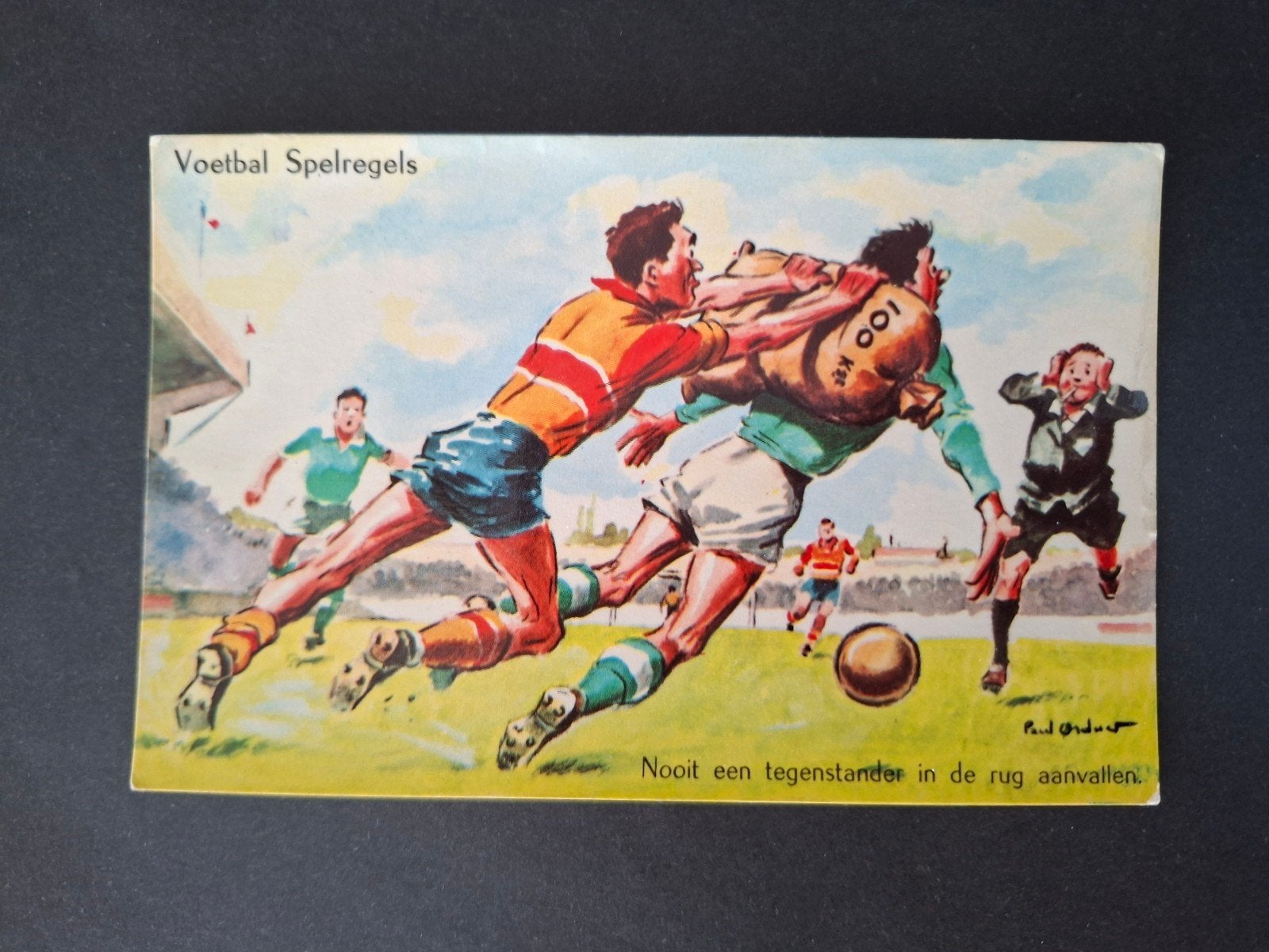 Voetbal Spelregels humor Nooit een tegenstander in de rug .., Verzamelen, Verzenden, Gelopen, Overige thema's