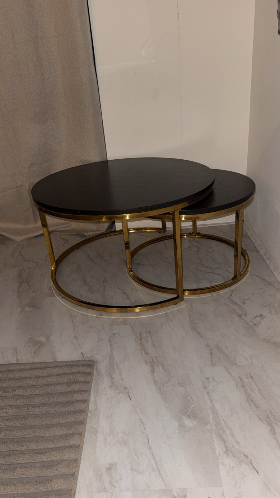 Set van 2 bijzettafels - Zwart met goud, Ophalen, Minder dan 45 cm, Minder dan 55 cm, Gebruikt