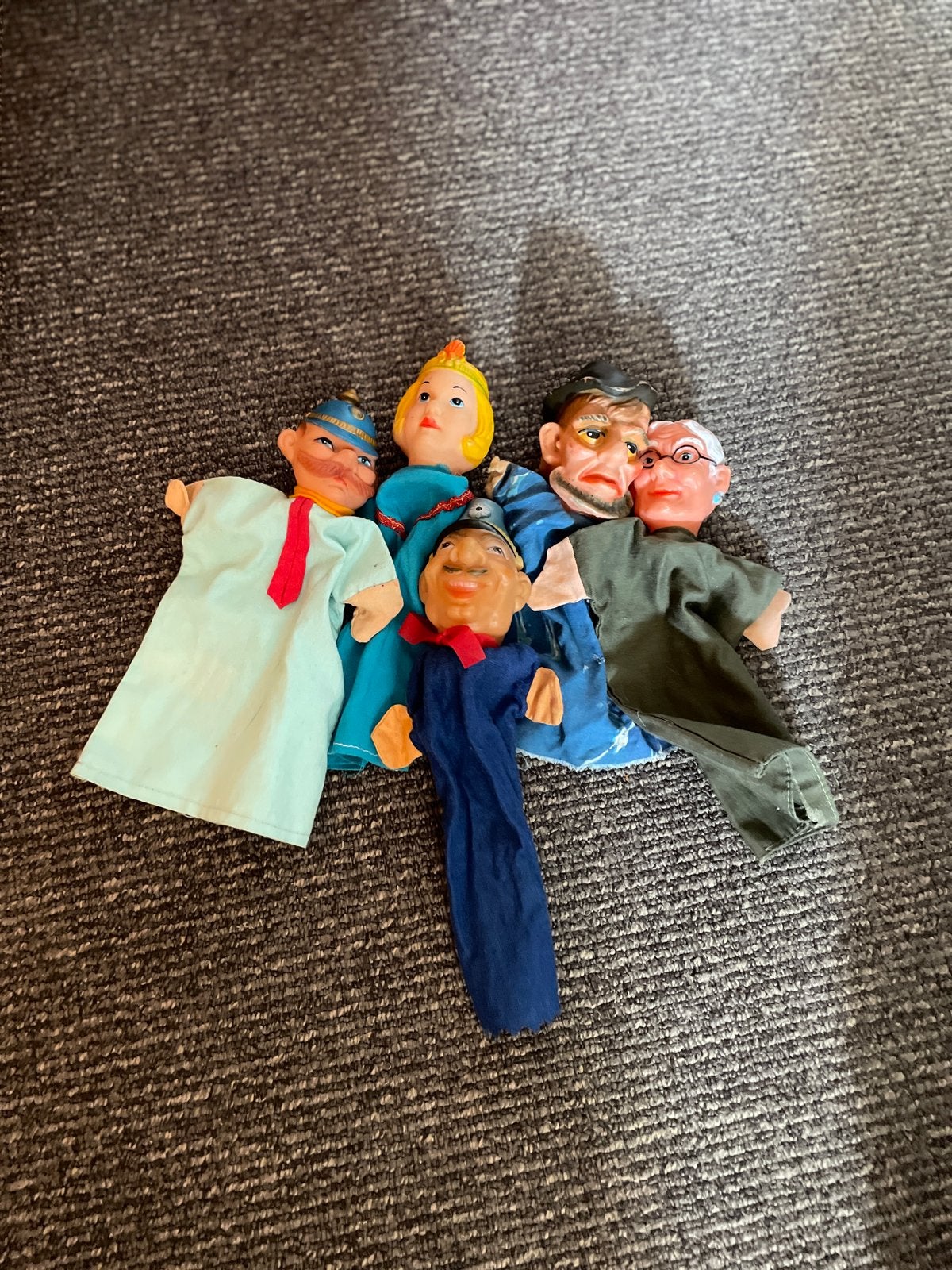 Set van 5 Vintage Handpoppen - Diverse Karakters, Ophalen of Verzenden, Gebruikt, Jongen of Meisje