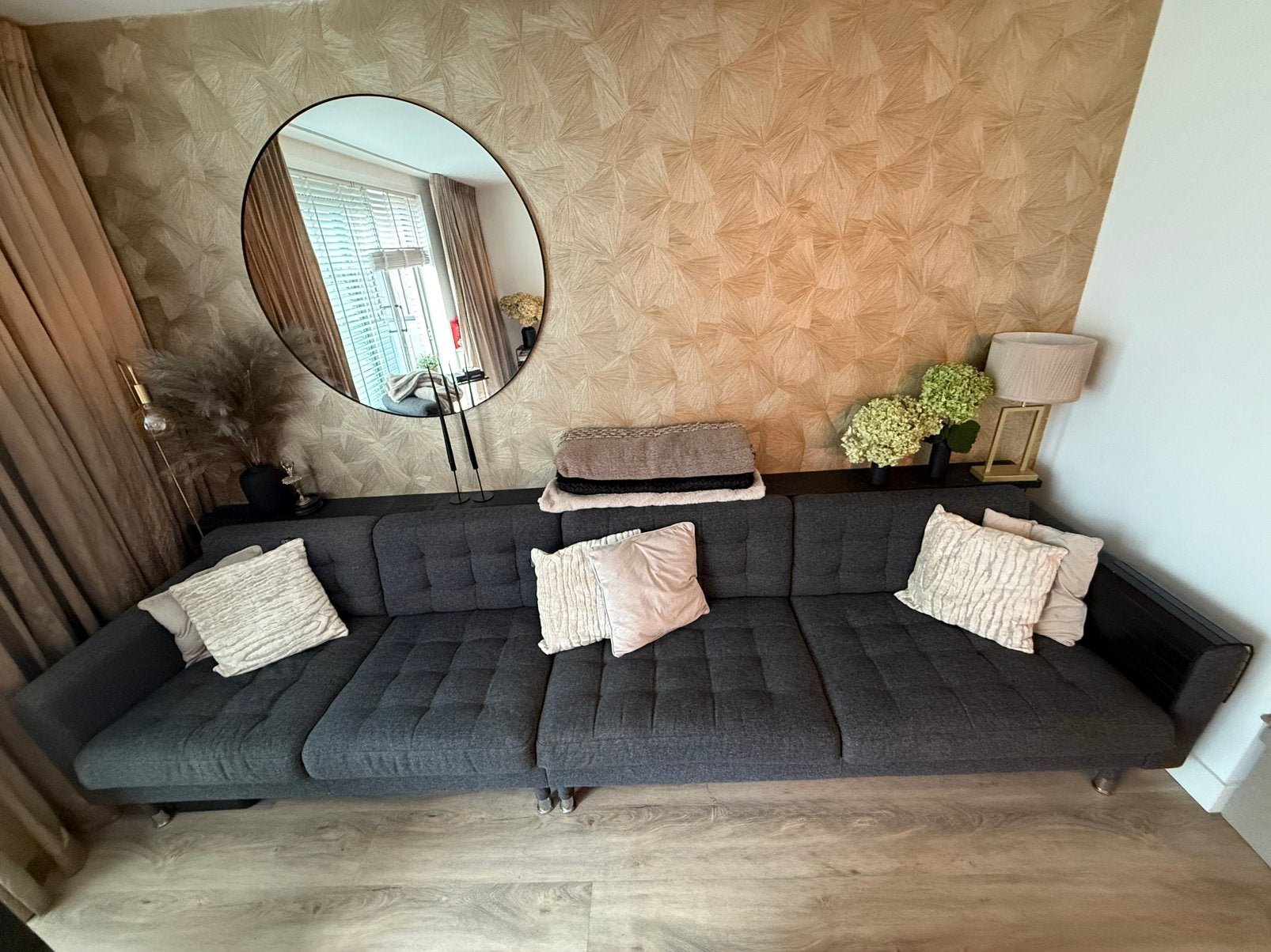 IKEA Landskrona bank met chaise longue, 4-5 persoons, Ophalen, Gebruikt, 300 cm of meer, 75 tot 100 cm