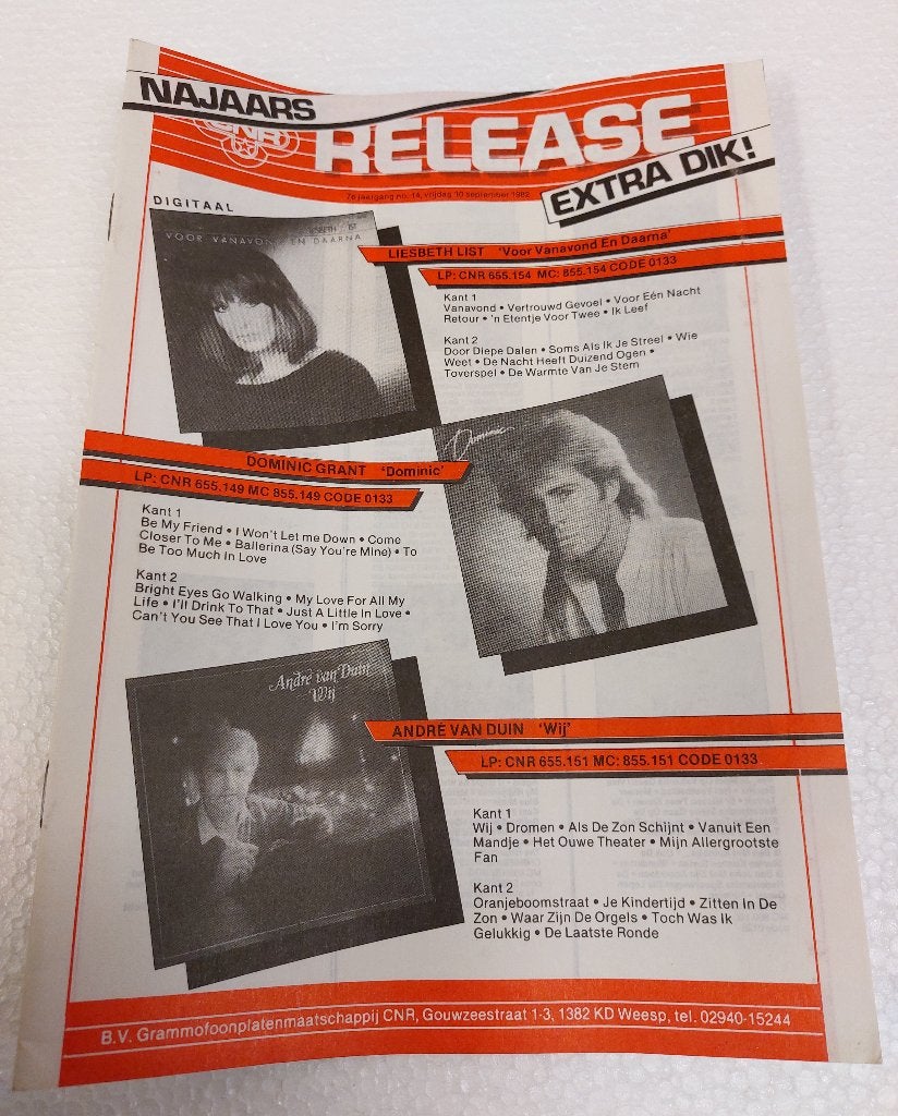 Andre van Duin Golden Earring Dominic Grant PROMO FOLDER CNR, CNR, Ophalen of Verzenden, NvT, Boek, Tijdschrift of Artikel