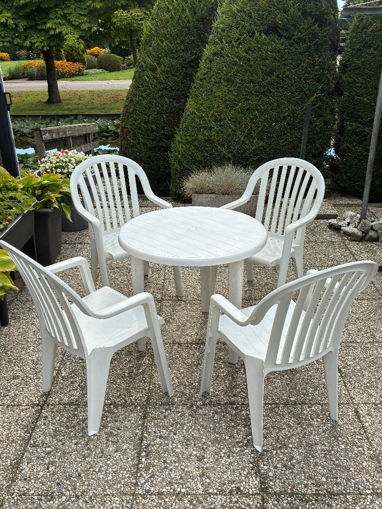 Te koop tuinset, Tuin en Terras, Tuinsets en Loungesets, Ophalen, 4 zitplaatsen, Kunststof, Gebruikt