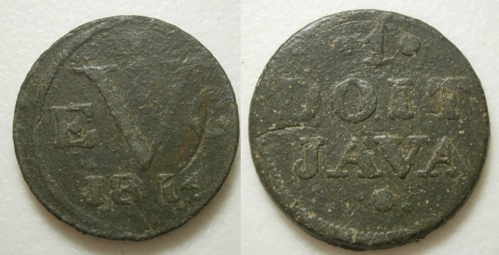 PD11449 Tinnen Duit VEIC Java 1814, Postzegels en Munten, Munten | Nederland, Ophalen of Verzenden, Vóór koninkrijk, 1 cent, Losse munt