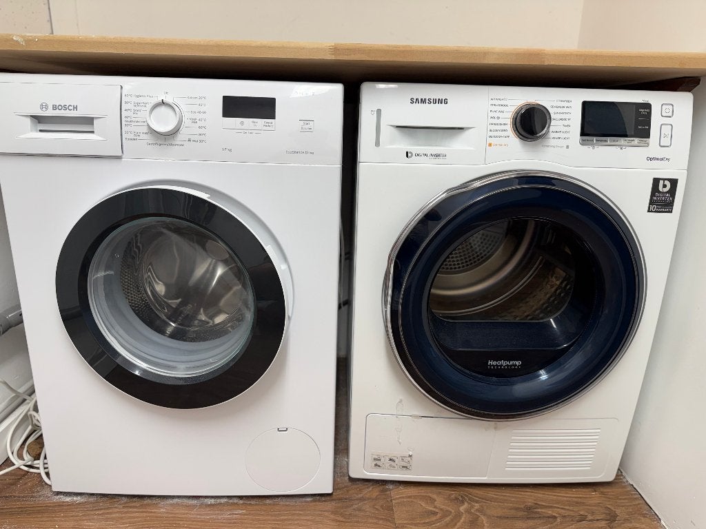 Bosch wasmachine + Samsung droger, Witgoed en Apparatuur, Wasmachines, Ophalen, 1200 tot 1600 toeren, Gebruikt, 4 tot 6 kg