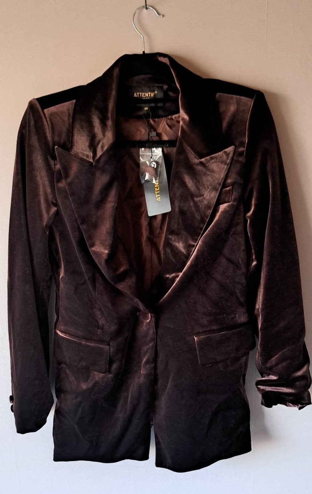 Attentif Paris, Blazer, velvet/brown, 38, Maat 38/40 (M), Bruin, Nieuw, Ophalen of Verzenden