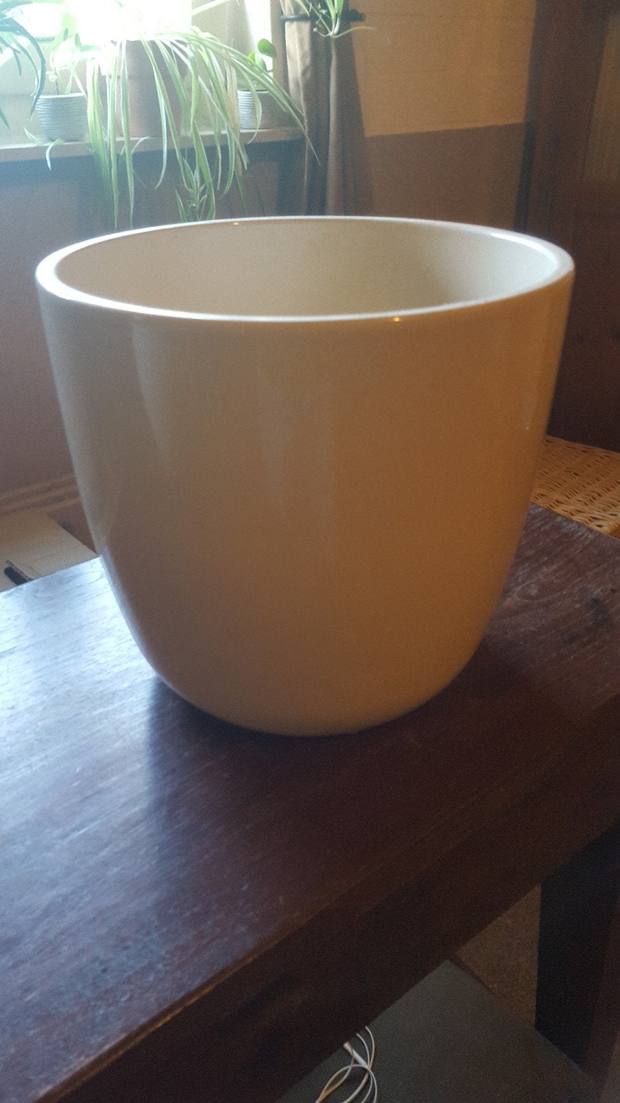 Grote creme binnenpot., Tuin en Terras, Bloempotten, Ophalen, Rond, Zo goed als nieuw, Aardewerk
