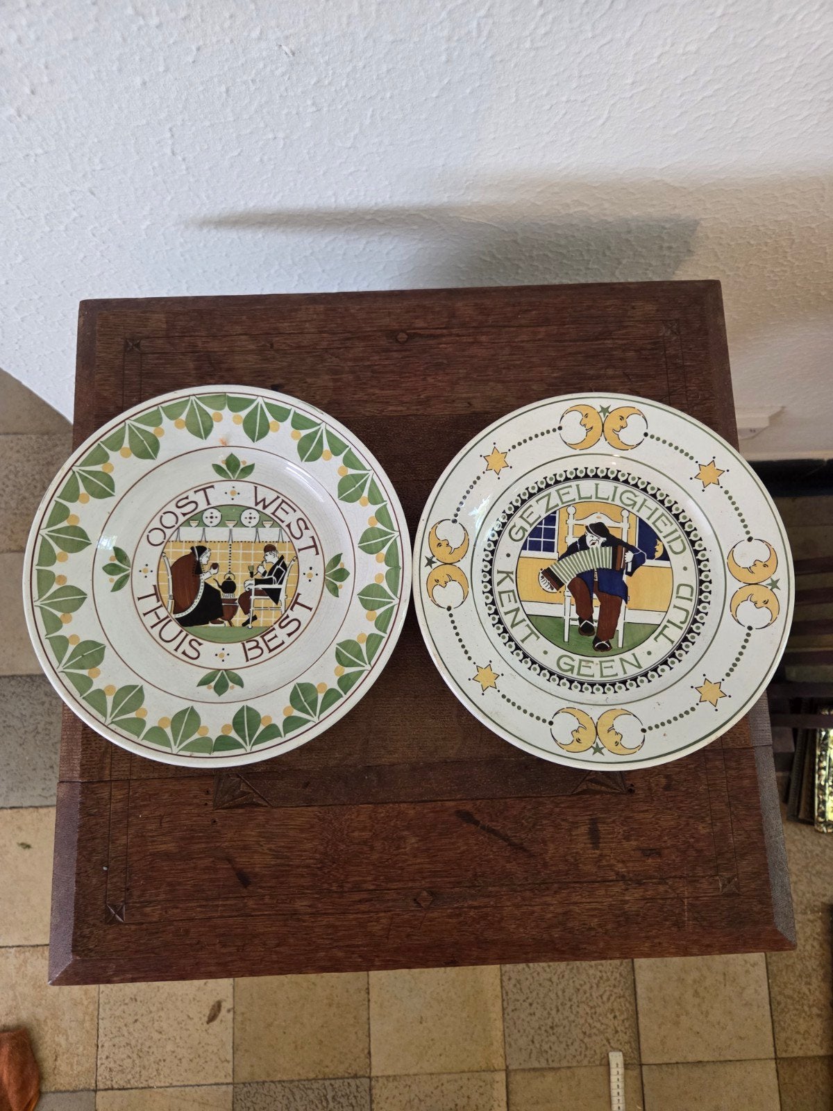 Set van 2 Vintage Amsterdamse School Wandborden - Spreuken, Antiek en Kunst, Antiek | Wandborden en Tegels, Ophalen of Verzenden