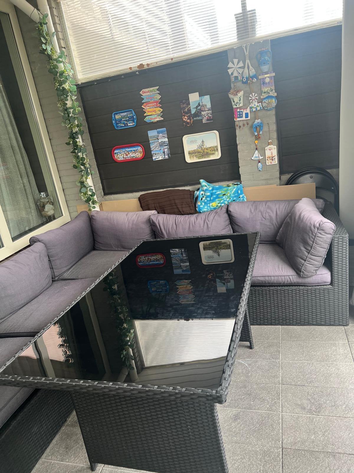 Complete Wicker Loungeset met Tafel & Fauteuil – Antraciet, Ophalen, Zo goed als nieuw, Wicker, Eettafel