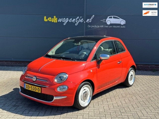 Fiat 500 0.9 Turbo Anniversario *carplay *p-sensoren *uniek!, Voorwielaandrijving, Gebruikt, Overige kleuren, Leder en Stof