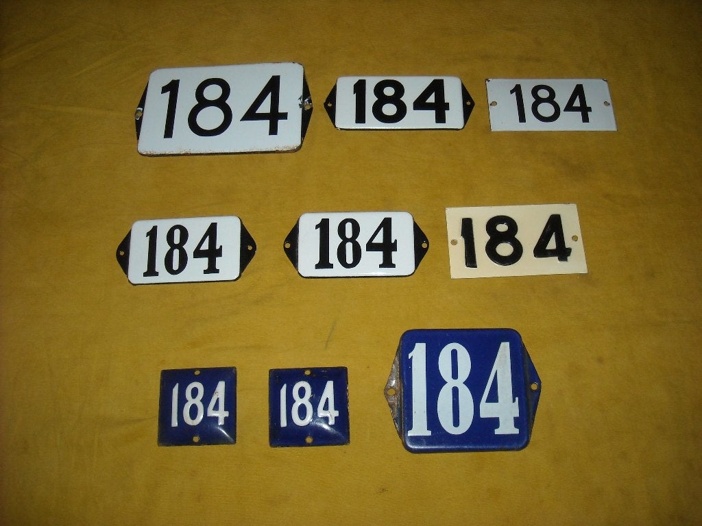 oud emaille huisnummer 184 ook 185 186 187 188 189 190 191 5, Ophalen of Verzenden