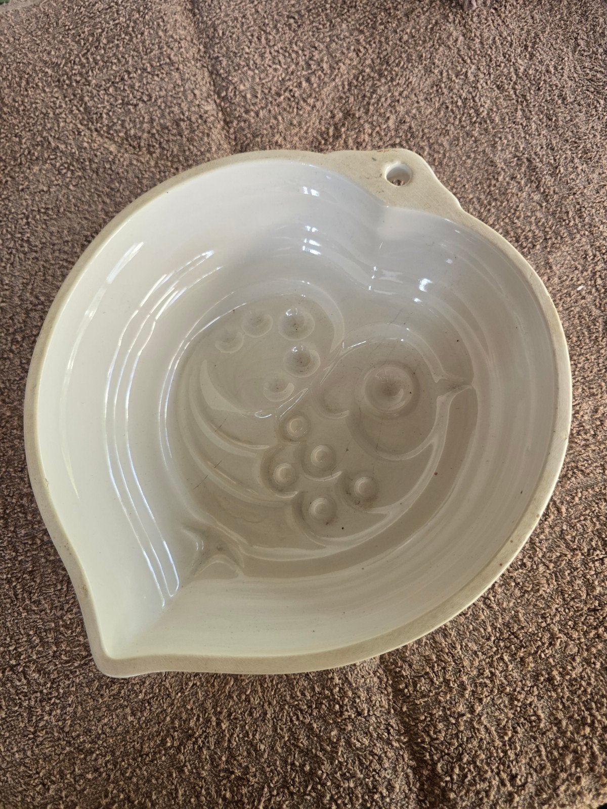 Vintage Witte Puddingvorm met Decoratief Reliëf - Vis, Ophalen of Verzenden
