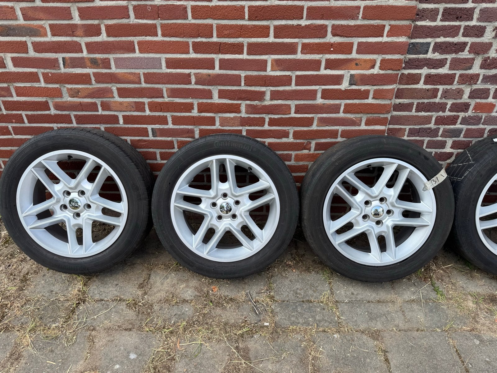 Jeep Compass velgen met Continental zomerbanden 215/55 R18, Ophalen, 18 inch, Banden en Velgen, Terreinwagen