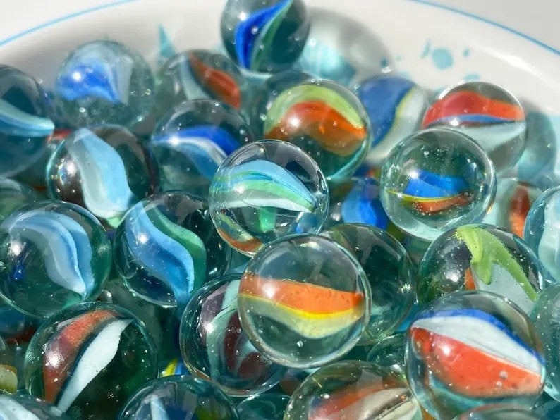 51 Vintage Glazen Kattenoog Knikkers (ca. 15 mm), Ophalen of Verzenden, Zo goed als nieuw