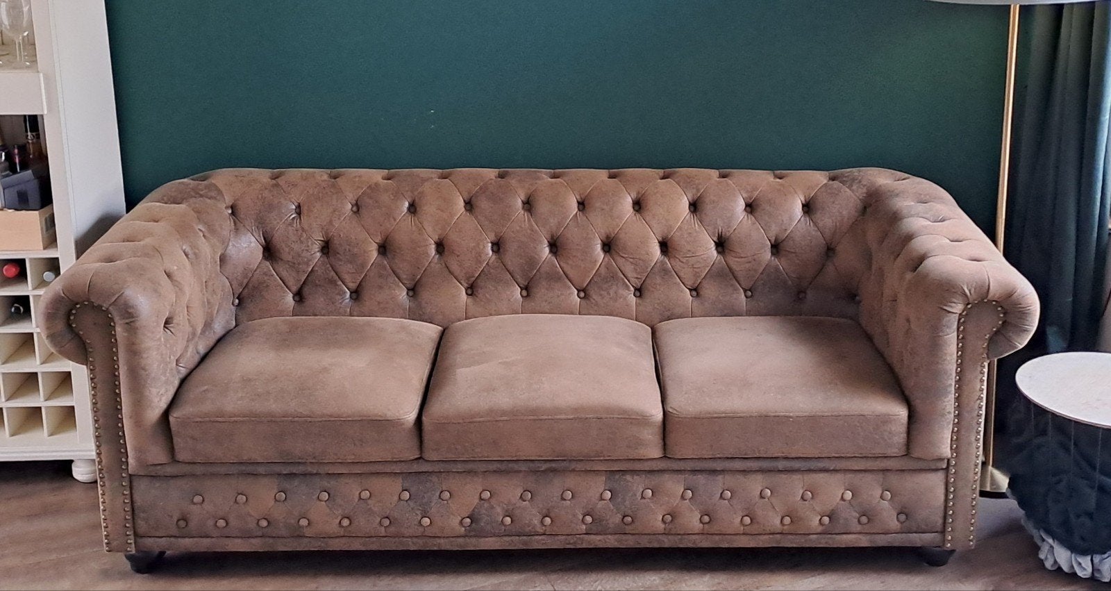 3-zits Chesterfield Bank Antieke Look Bruin Ventura Design, Ophalen, Driepersoons, 75 tot 100 cm, Zo goed als nieuw