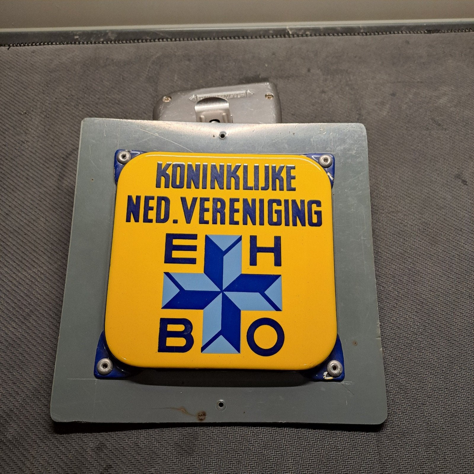 ehbo emaille reclamebord 13x13cm, Ophalen of Verzenden, Gebruikt, Reclamebord