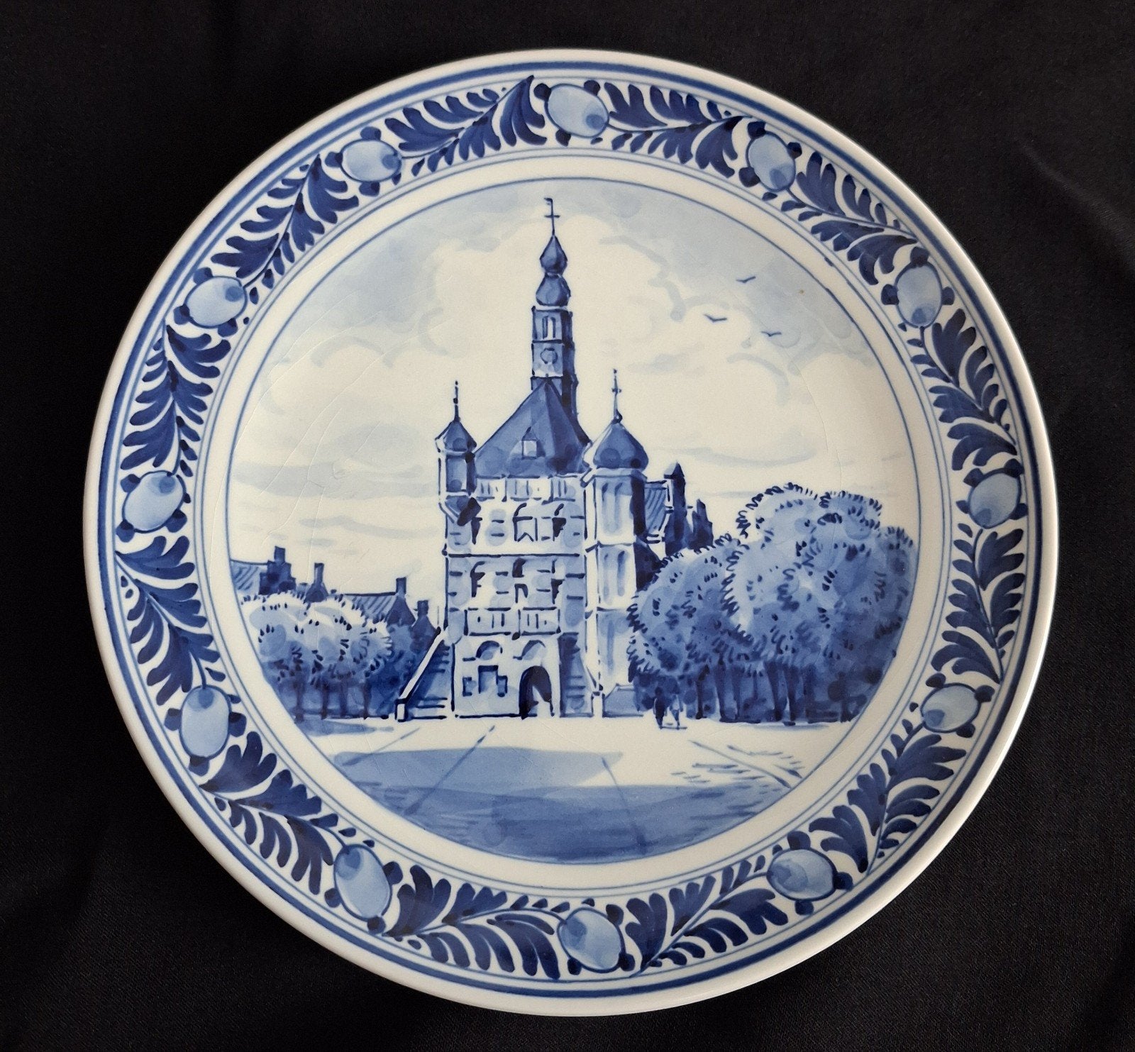 Delfts Blauw bord de waag te Deventer, Antiek en Kunst, Ophalen of Verzenden