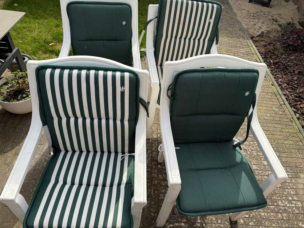 4 Kettler tuinstoelen met kussens, Ophalen, Gebruikt, Kunststof