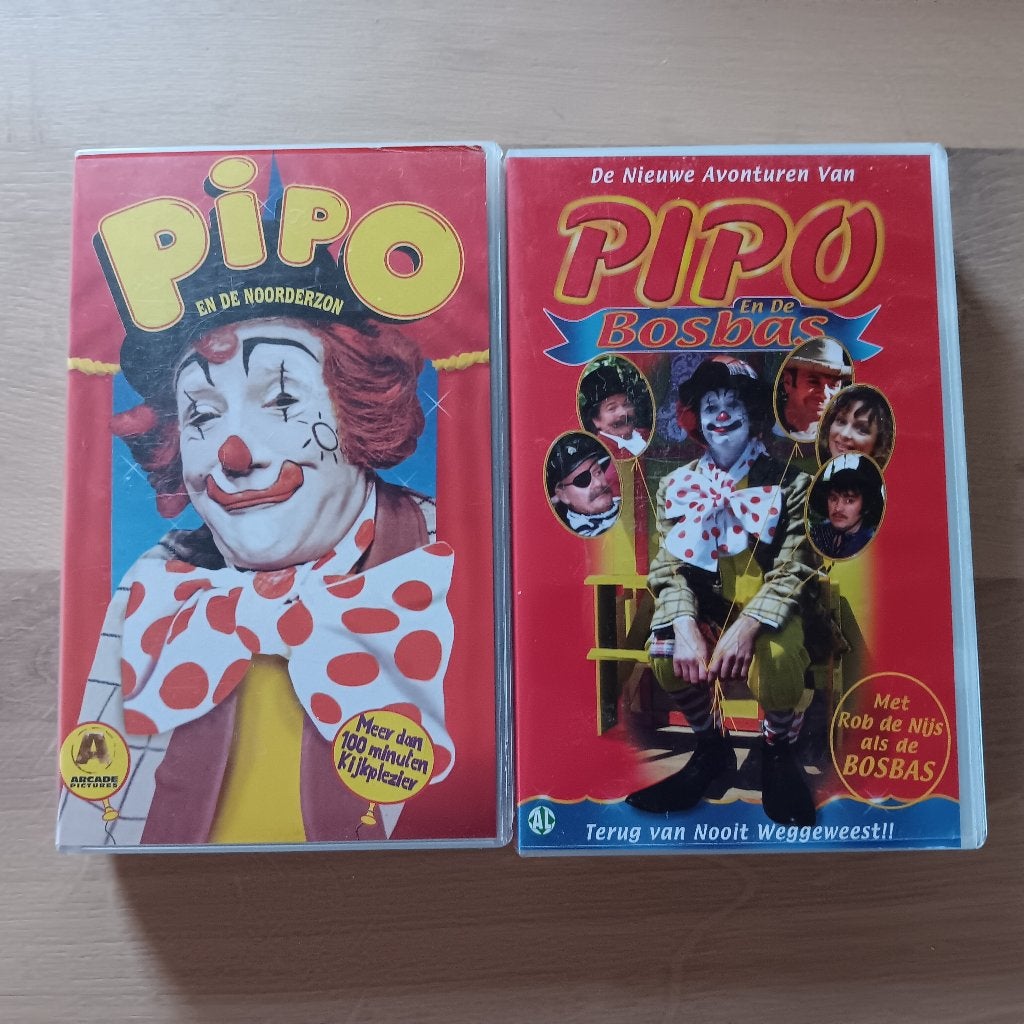 Pipo en de Noorderzon & Pipo en de Bosbas VHS set, Boxset, Gebruikt, Alle leeftijden, Kinderprogramma of -film