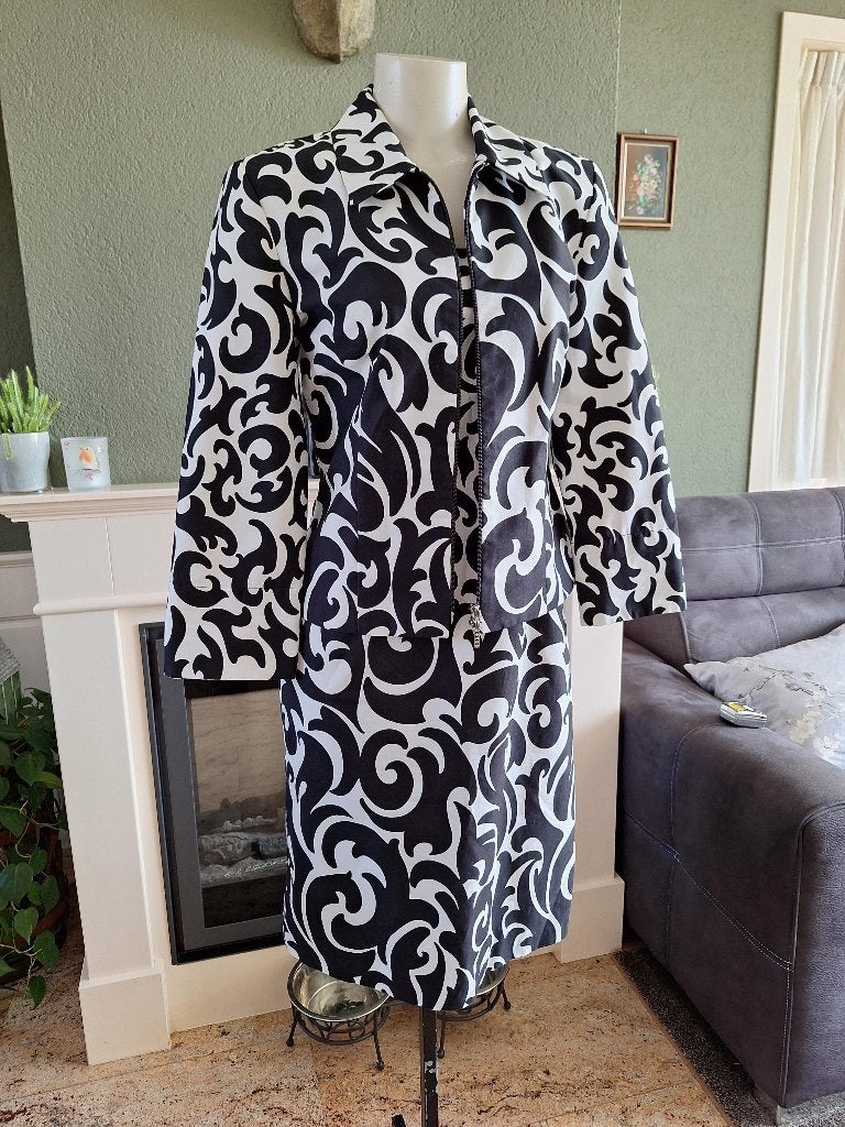 Joseph Ribkoff Zwart wit 2 delige jurk blazer pak 36 S, Kleding | Dames, Jasjes, Kostuums en Pakken, Kostuum of Pak, Verzenden