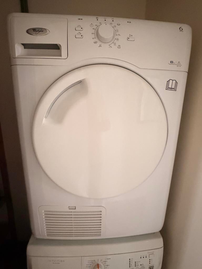 Whirlpool wasdroger 6th Sense 6 kg, Ophalen, 6 tot 8 kg, Gebruikt, Voorlader