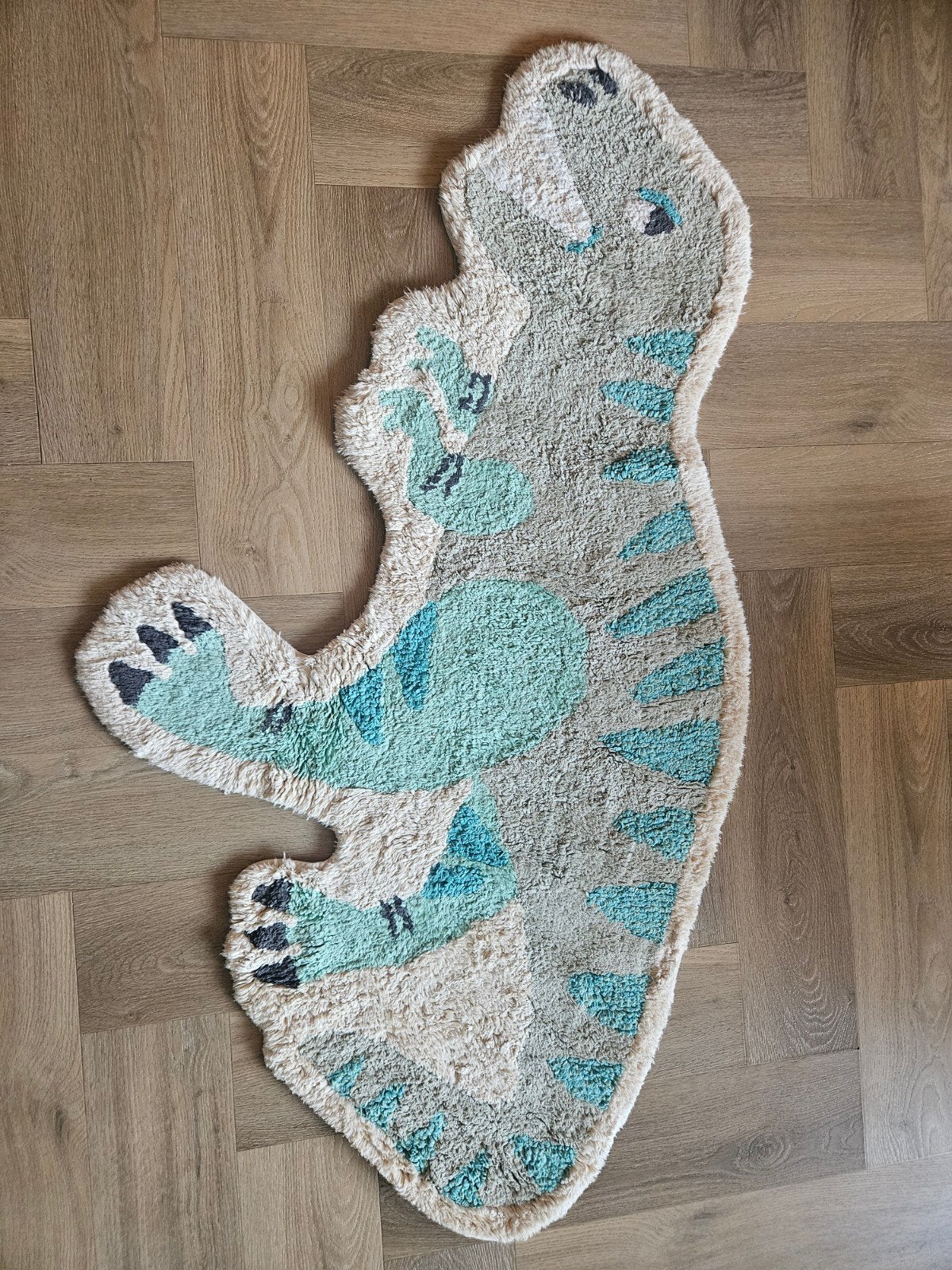 H&M Home Dino Vloerkleed Kinderkamer - Zo goed als nieuw, Dino, Kinderkamer, Blauw, Ophalen of Verzenden, Zo goed als nieuw