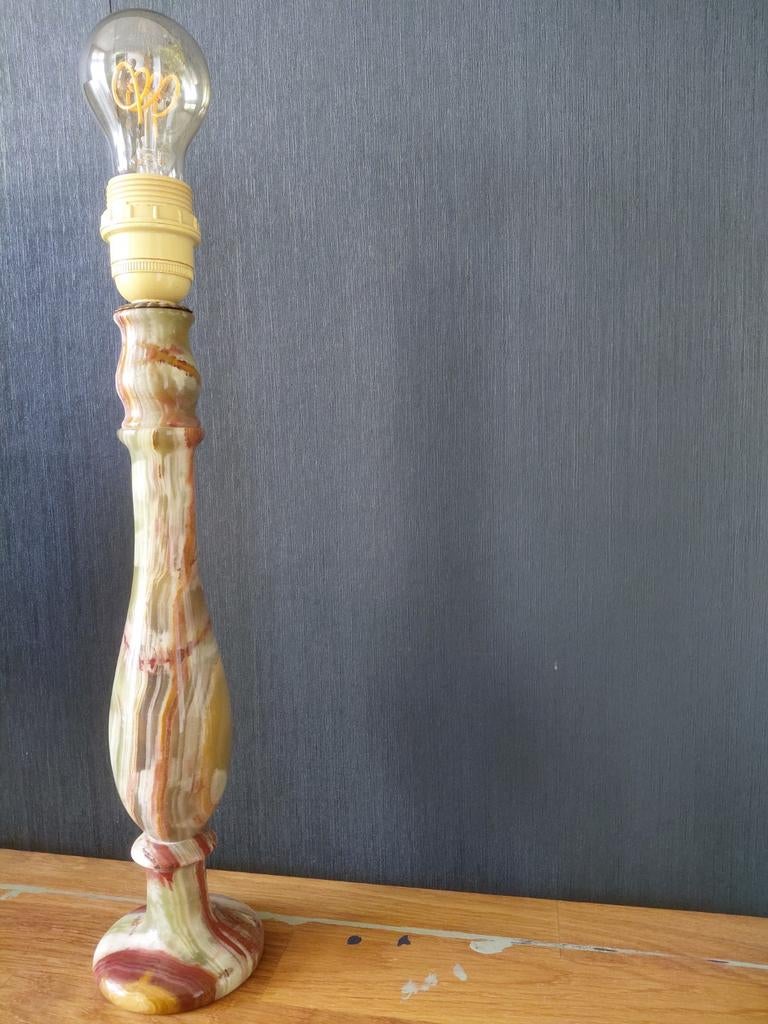 Vintage Onyx Tafellamp - Uniek Gekleurd Marmer, Ophalen of Verzenden