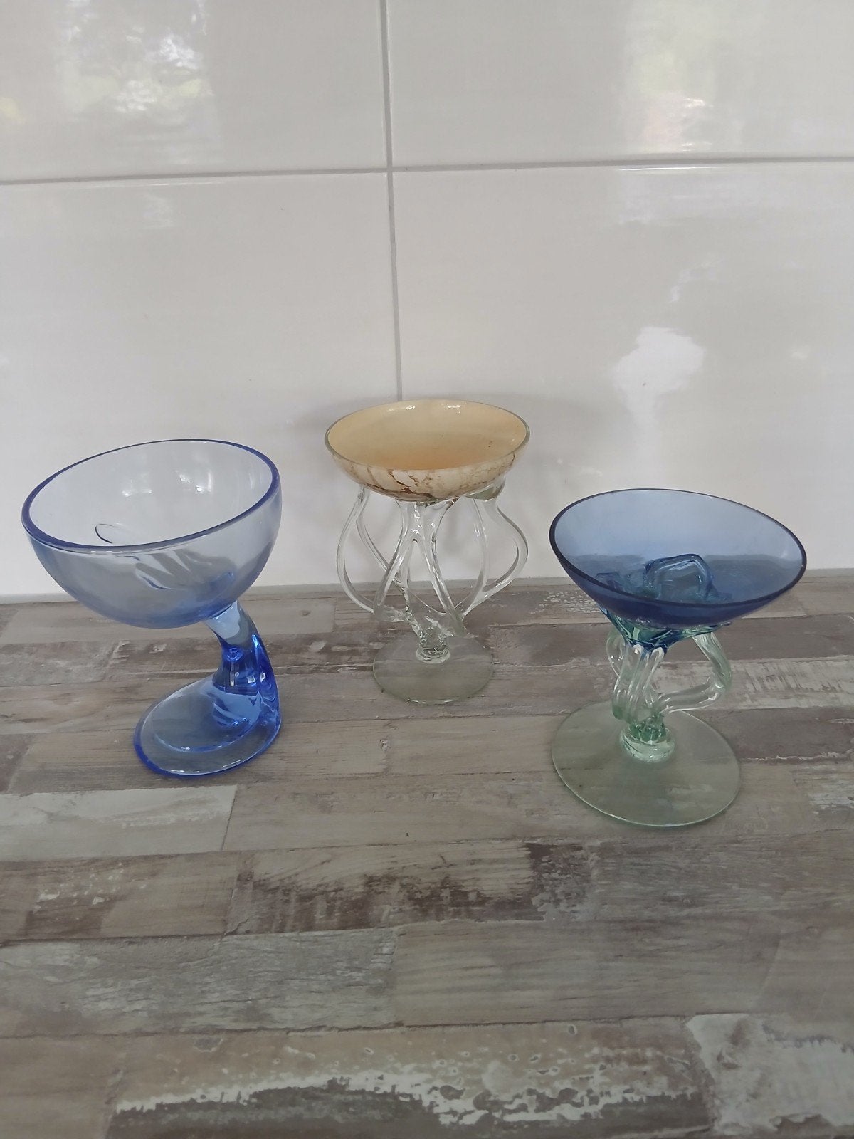 Decoratieve glazen  - set van 3, Antiek en Kunst, Ophalen of Verzenden