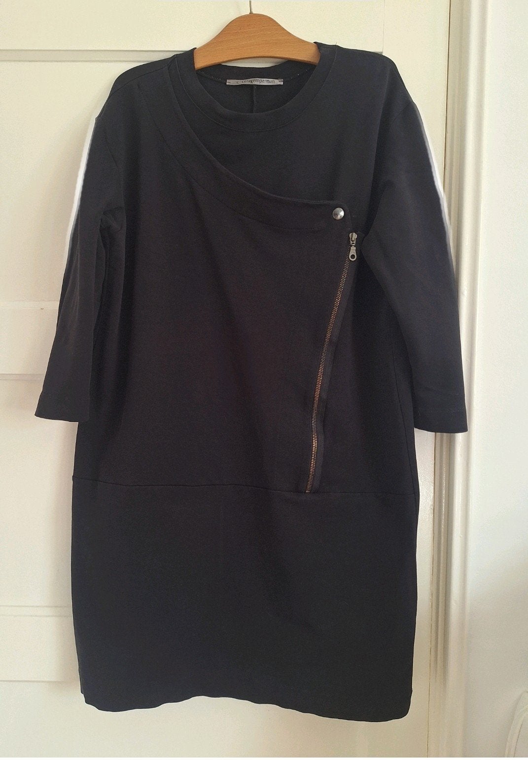 Cora Kemperman Jurk Maat L Zwart met Ritsdetail, Verzenden, Zwart, Maat 42/44 (L), Boven de knie
