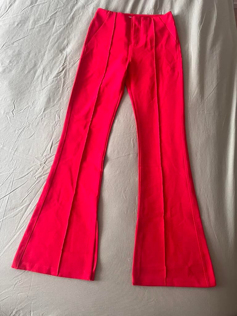 Rode pantalon met split maat 36, Ophalen of Verzenden, Zo goed als nieuw, Maat 36 (S), Lang