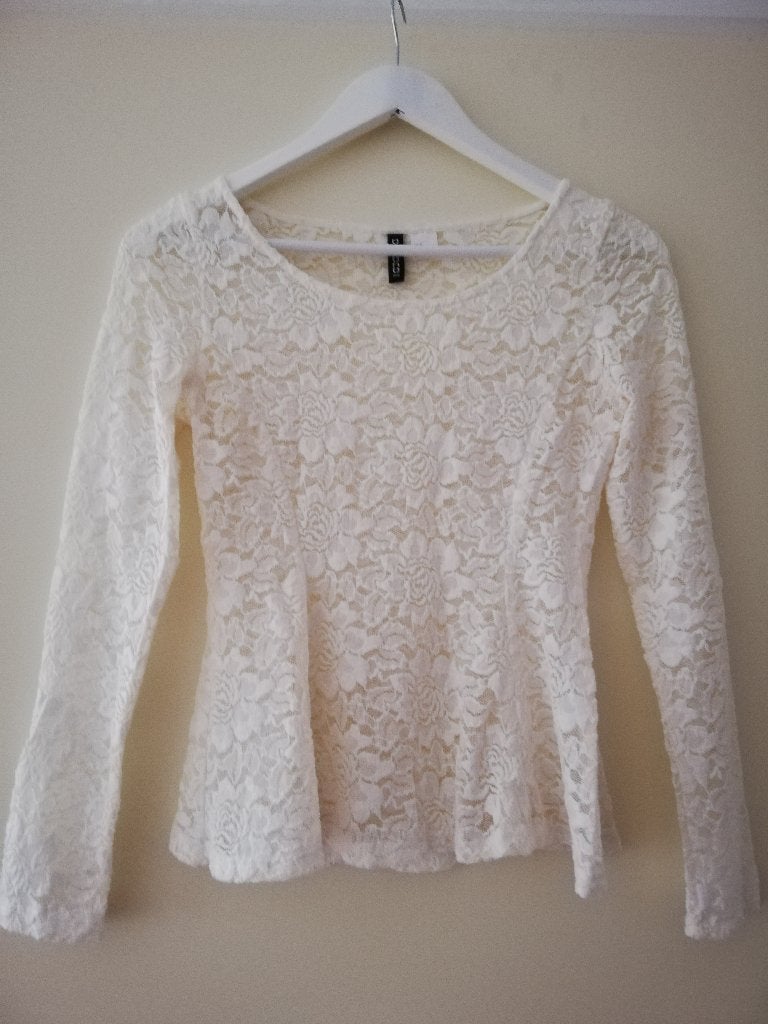 H&M Peplum top, Wit, H&M Divided, Ophalen of Verzenden, Zo goed als nieuw