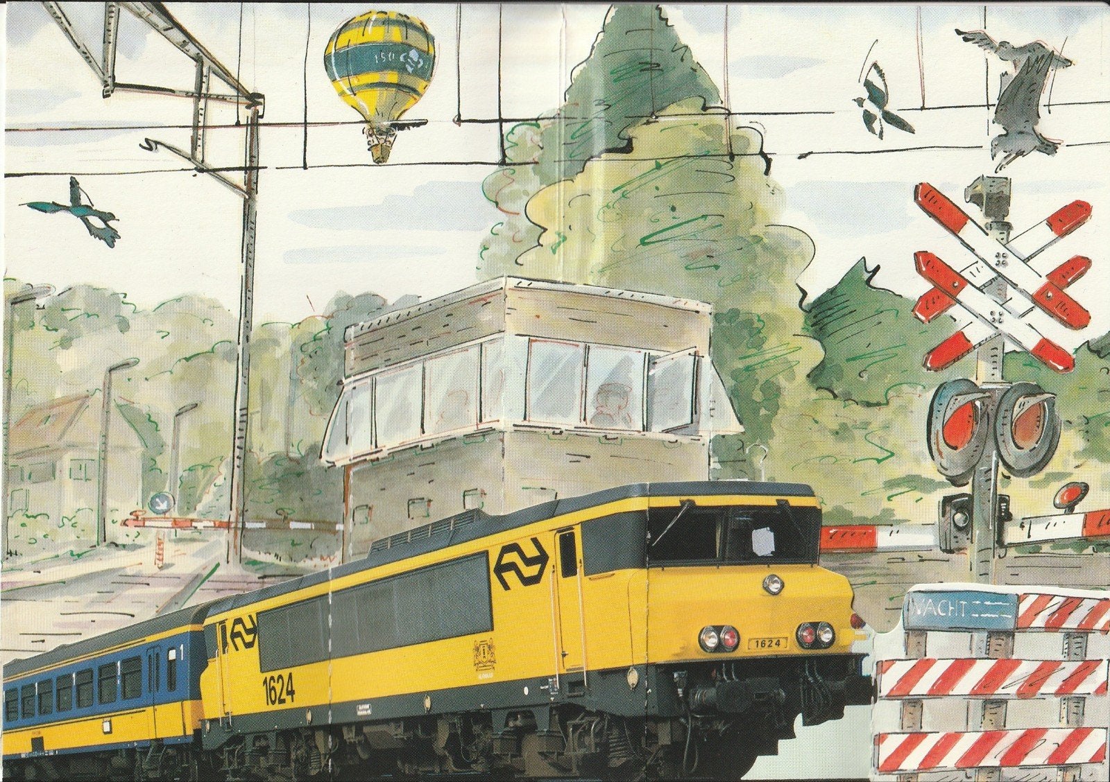 NS 150 JAAR 1839- 1989 VOUWKAART E-LOC 1624 INTER CITY TREIN, Ophalen of Verzenden, 1980 tot heden, Ongelopen, Utrecht