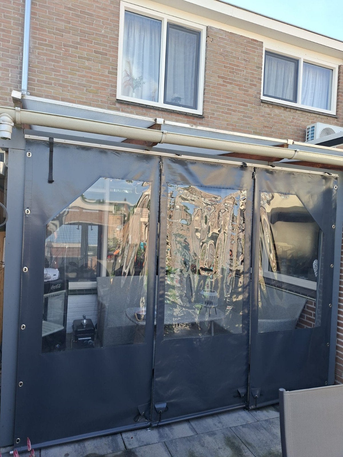 Antraciet veranda zeil (bisonyl) compleet, 3x2.30m, Ophalen of Verzenden, Zo goed als nieuw, Veranda