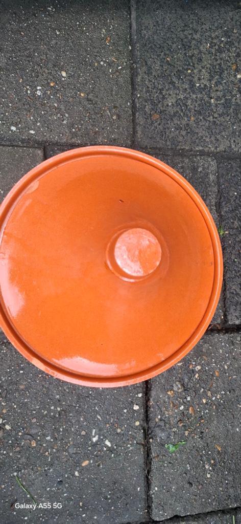 Grote traditionele Tajine - Oranje Aardewerk, Ophalen of Verzenden, Gebruikt, Overige materialen, Overige typen