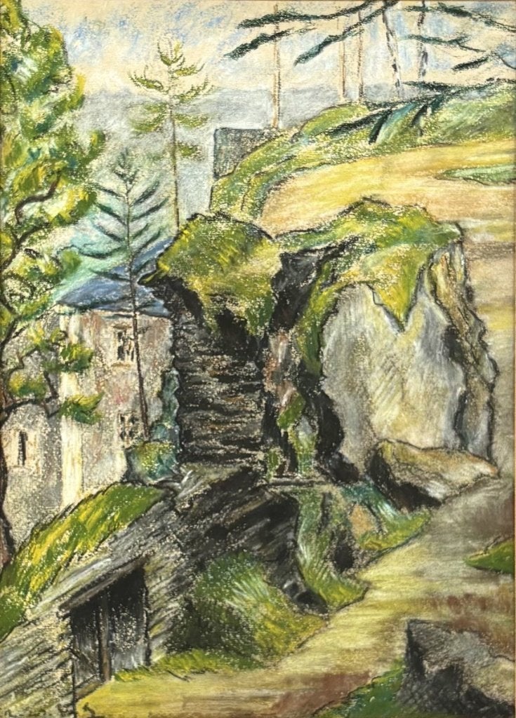 68. Pasteltekening, Europese School - landschap, 20e eeuw, Antiek en Kunst, Ophalen