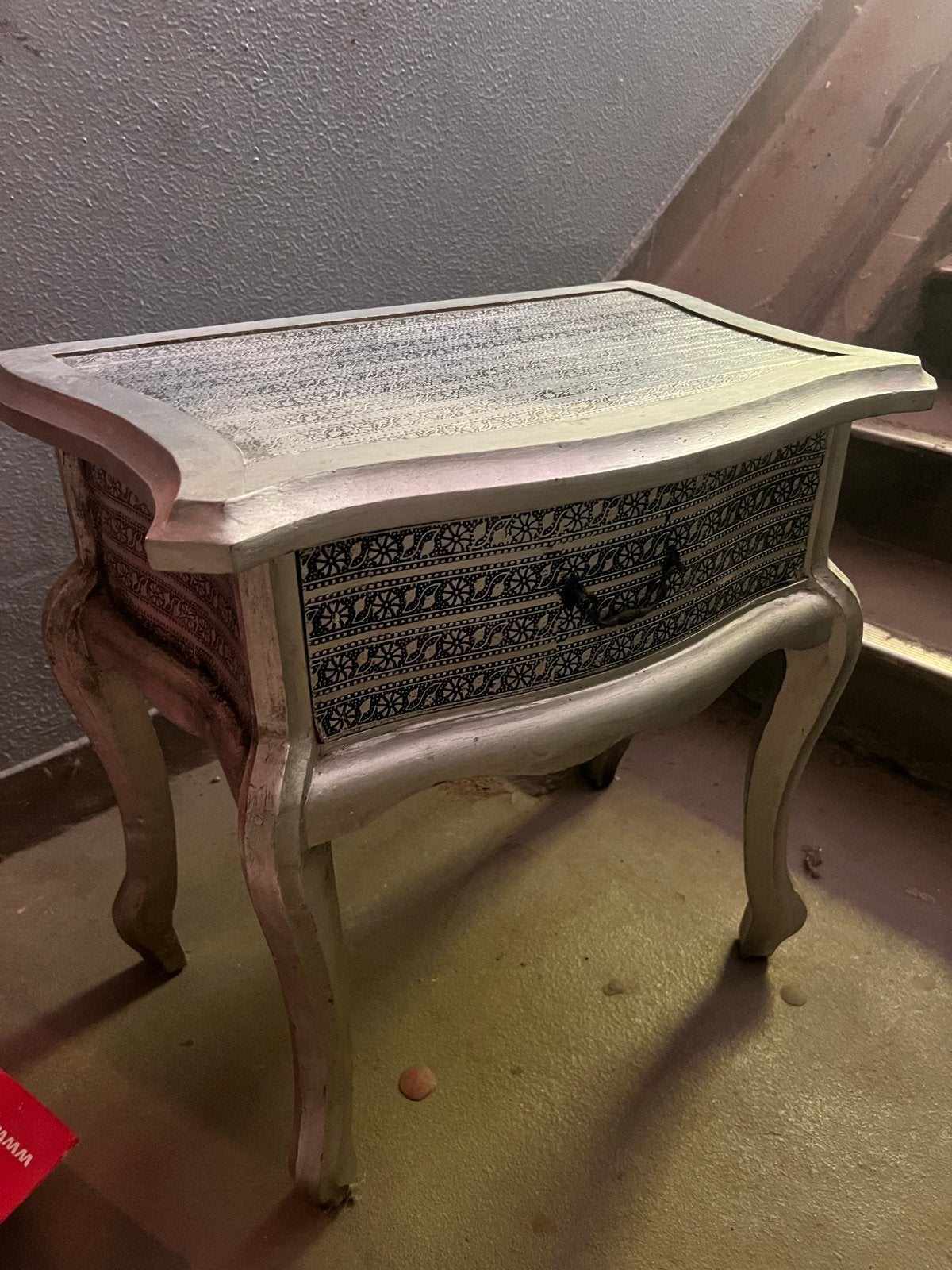 2 x nachtkastje bijzettafel met lade - Zilverkleurig, Antiek en Kunst, Antiek | Meubels | Tafels, Ophalen