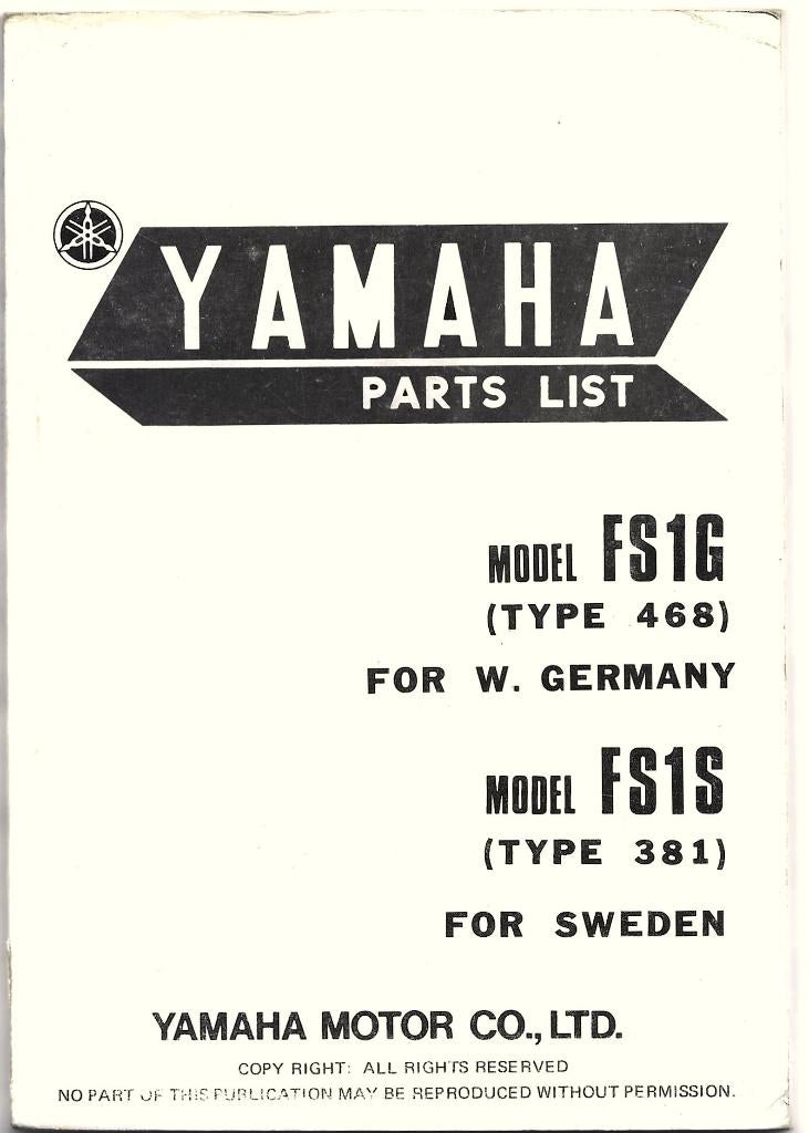 Yamaha FS1 parts list Germany (7728z), Fietsen en Brommers, Ophalen of Verzenden