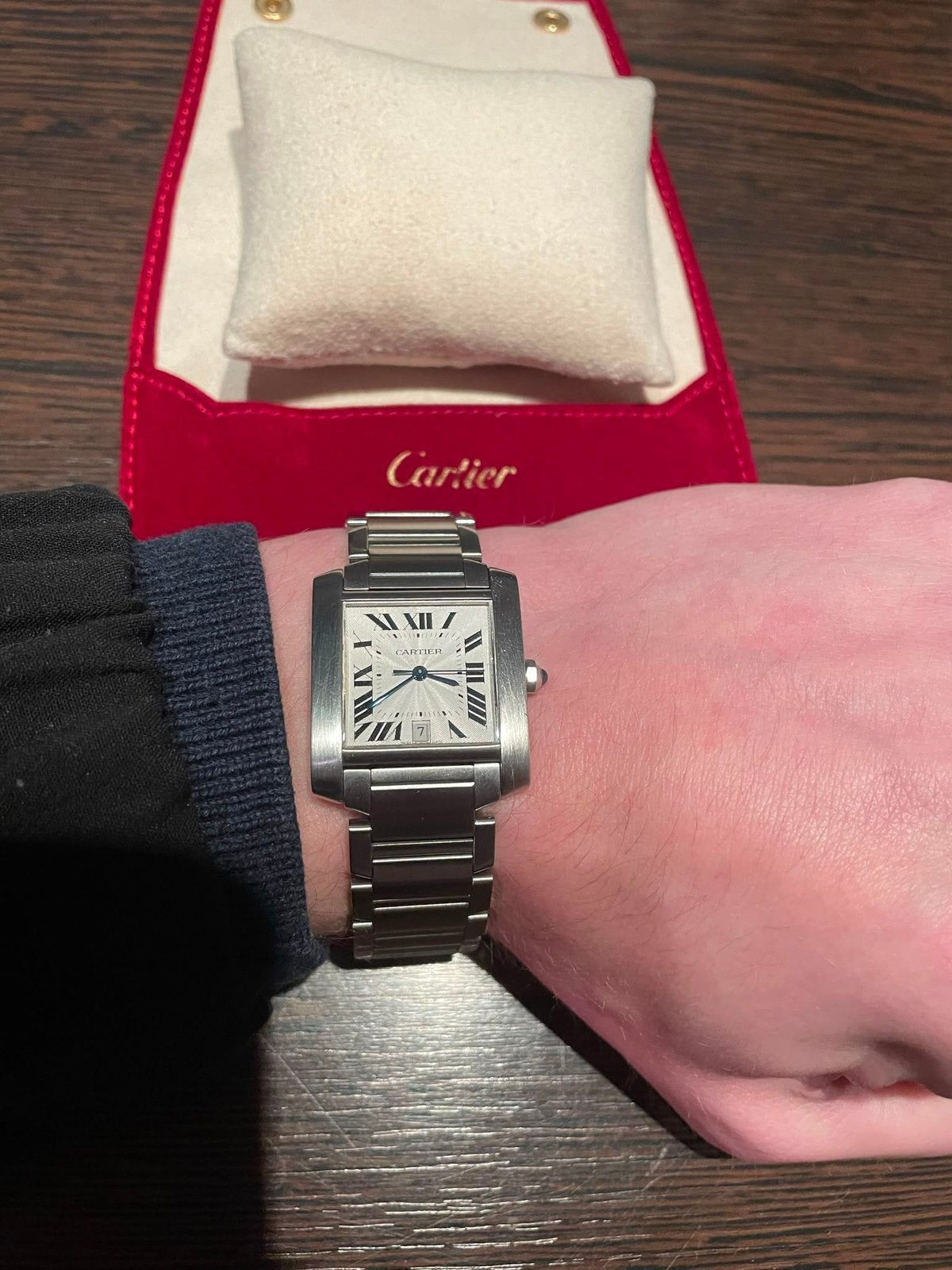 Cartier Tank Française Unisex, Ophalen of Verzenden, Zo goed als nieuw, Staal, Overige merken