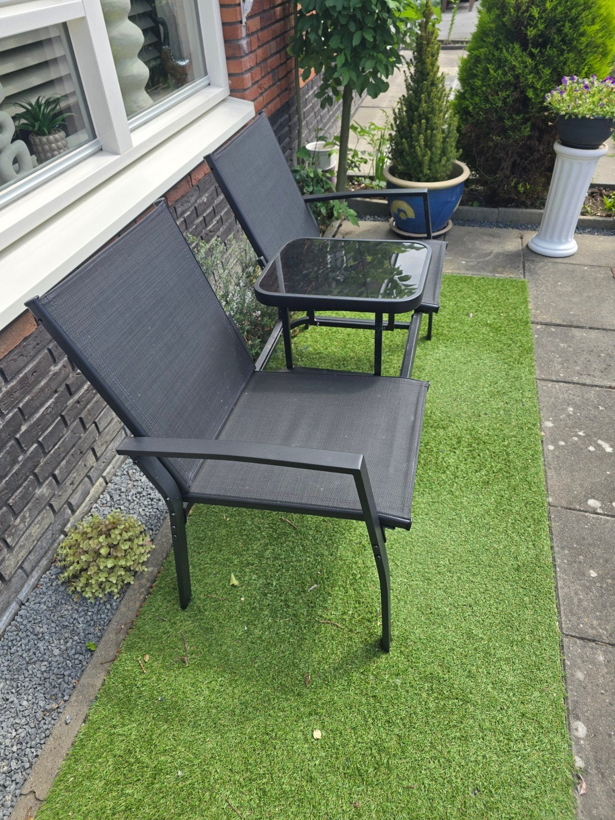Mooi 2 zitsbankje (loveseat), 2 zitplaatsen, Aluminium, Ophalen of Verzenden, Zo goed als nieuw