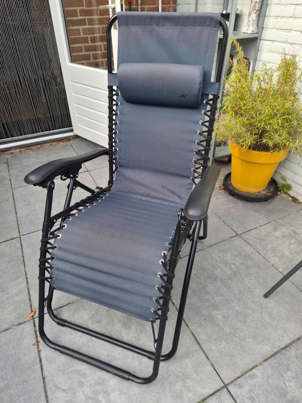 2 ANWB verstelbare relaxstoellen - Grijs, Tuin en Terras, Ophalen, Gebruikt, Textileen, Inklapbaar
