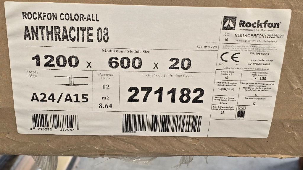 Rockfon Color-All Plafondplaat 1200 x 600 mm, Ophalen, Nieuw
